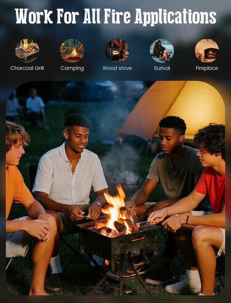 Extra-Large Smokeless Fire Starter Squares - Quick Ignition for BBQ & Camping