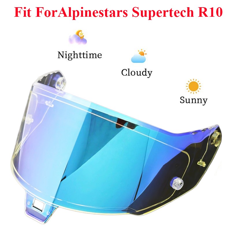 Photochromic Blue/Red Visor For Alpinestars Supertech R10 Motorcycle Helmet Lens