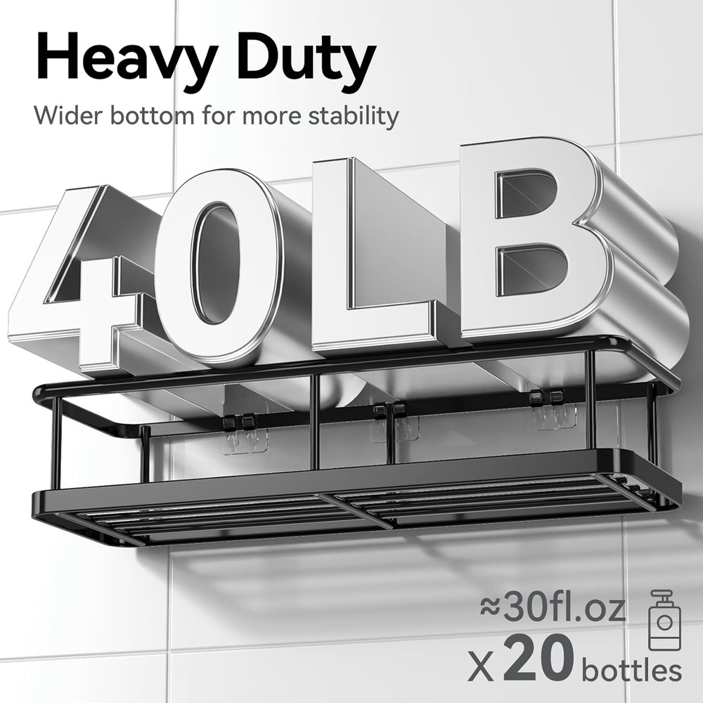 Rustproof Shower Caddy Adhesive Organizer, 6 Pack No-Drill Storage Solution