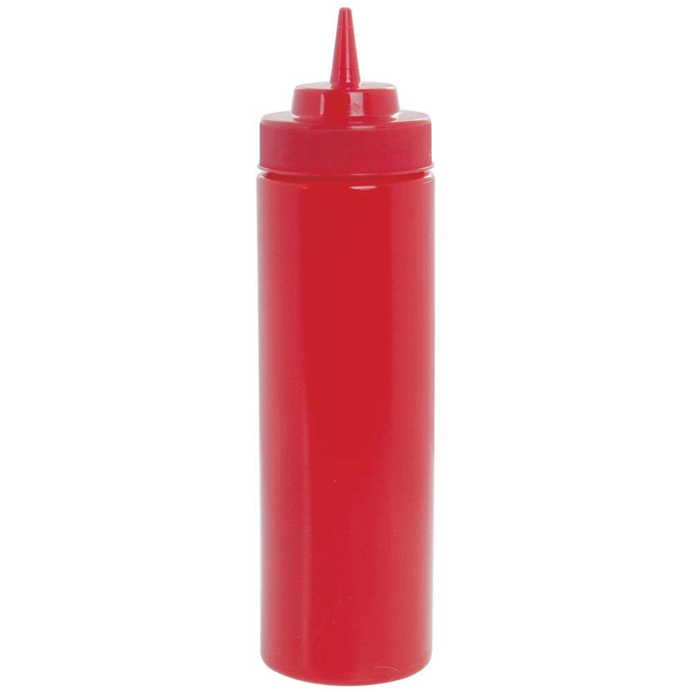 TableCraft Wide Mouth Squeeze Bottle Red, 24 oz, Plastic | 6/Pack