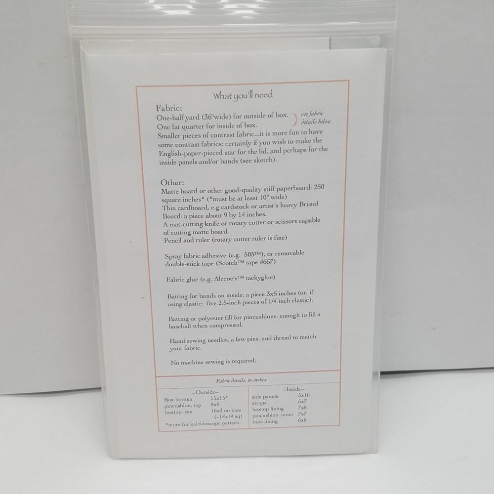 Star Sewing Box Pattern Instructions Included