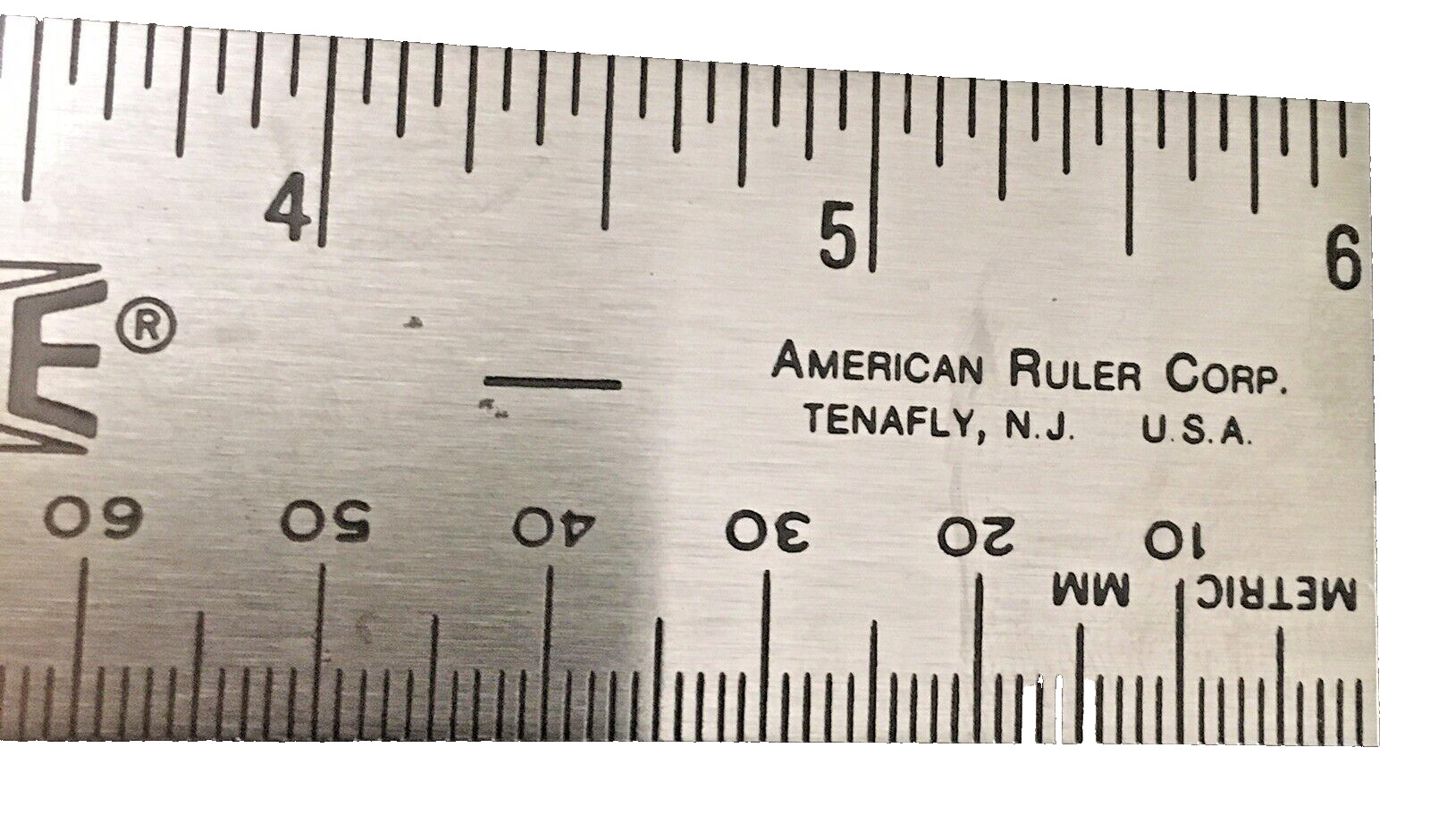 Vintage 6" Stainless Steel Ruler Cork Back Dual-Rule SAE/Metric w/Case U.S.A.