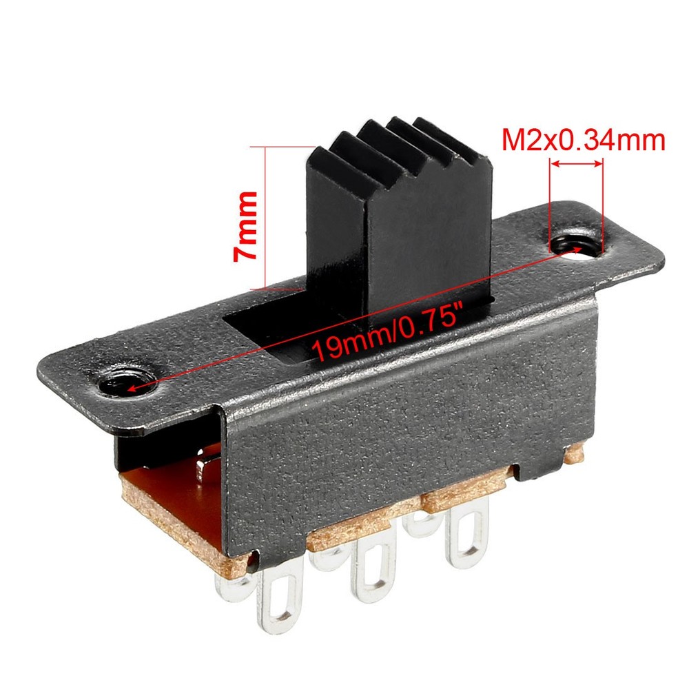 15Pcs 7mm Vertical Slide Switch DPDT 6 Terminals PCB Panel Latching