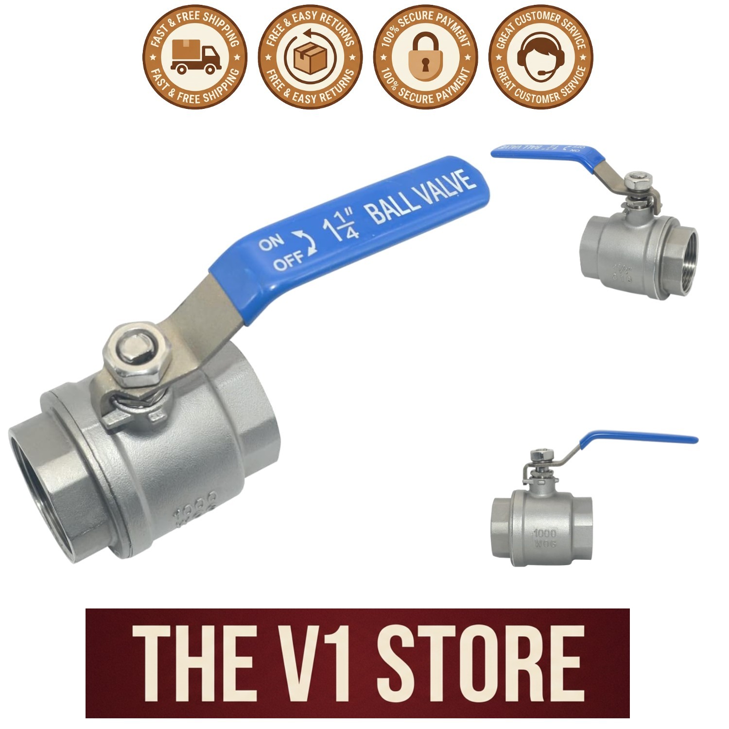 High Pressure 1-1/4" Stainless Steel Ball Valve - Durable & Corrosion Resistant