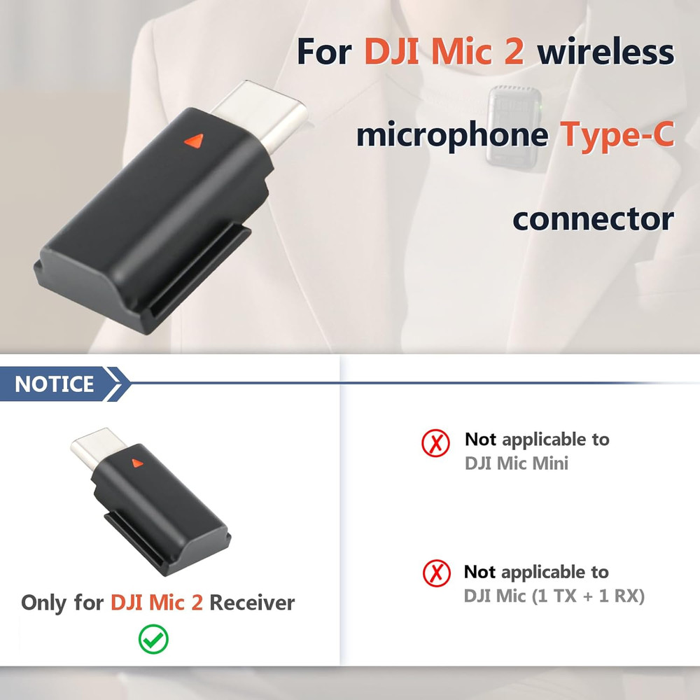 For DJI MIC 2 Adapter Type-C Phone Wireless Microphone Receiver for Mic 2 Type-C