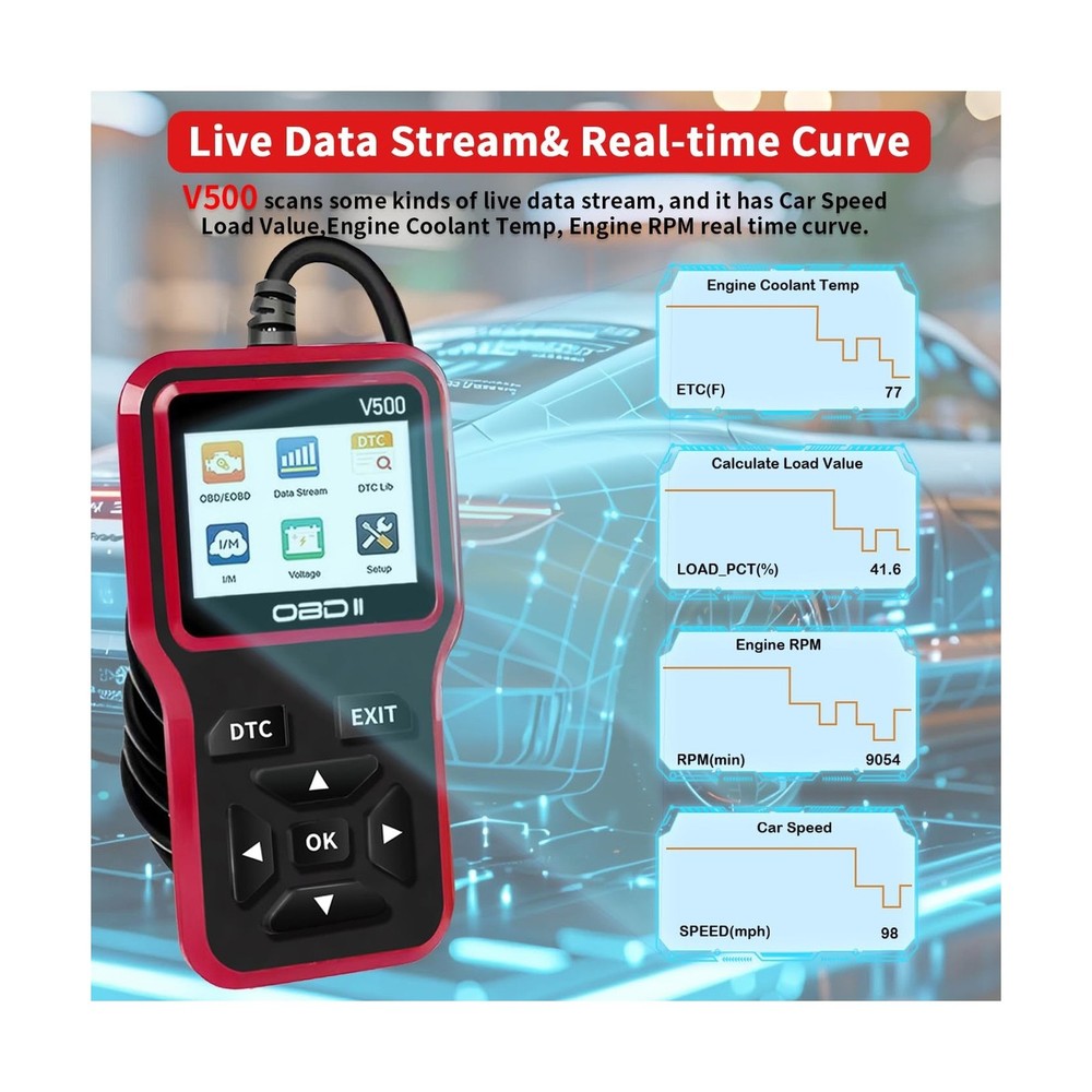OBD2 Scanner Diagnostic Tool - Check Engine Light Code Scanner Tool with Rese...