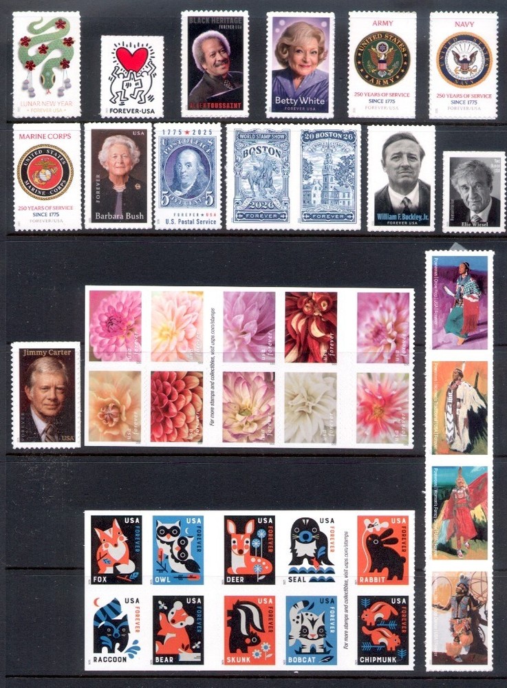 2025 U.S. COMMEMORATIVE YEAR SET *132 STAMPS* WITH 4 SHEETS MINT-NH