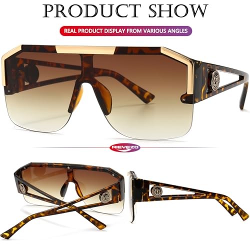 Square Oversized Sunglasses Flat Top 72 Millimeters Leopard/Brown Gradient