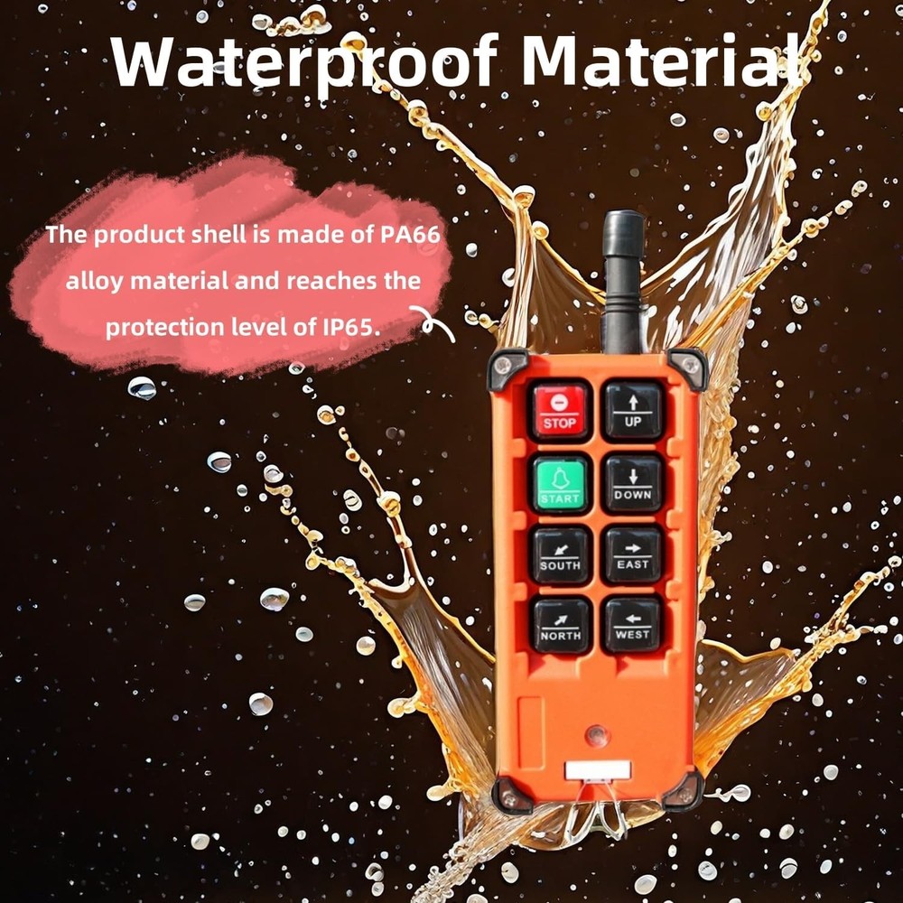 8 Buttons Crane Remote Control, Wireless Transmitter, 360° Heavy Duty Controller