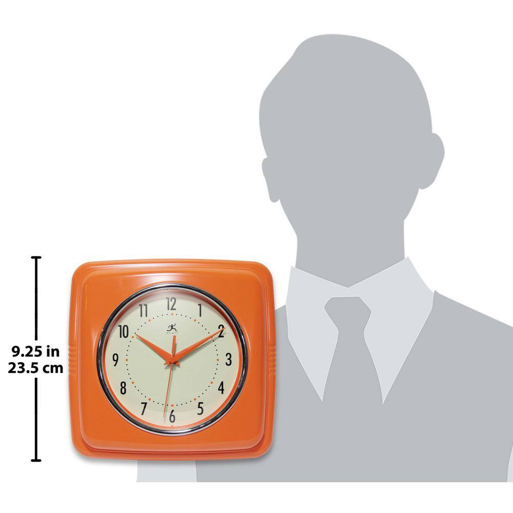 Square Retro Orange Wall Clock