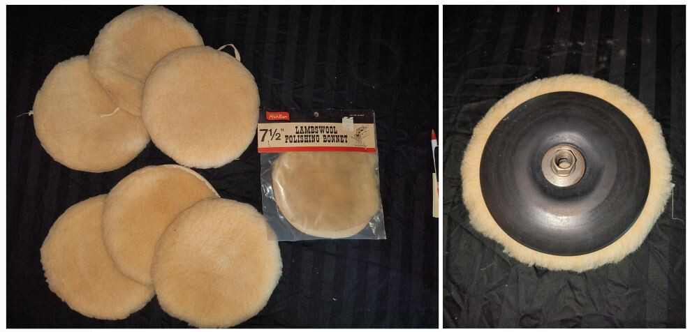 Lambs Wool Polishing Bonnets (Group / Batch) - 7 Total plus a rubber support