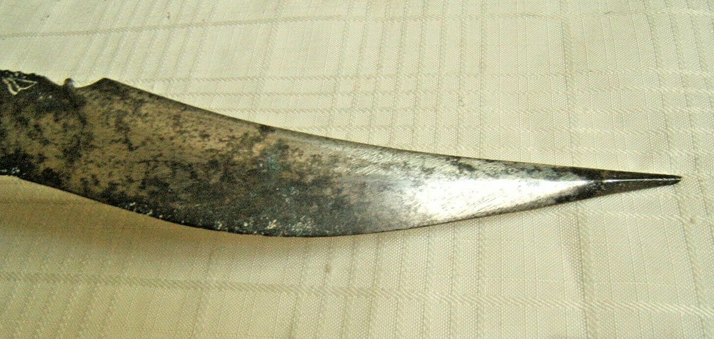 18TH ISLAMIC PERSIAN DAGGER HORN HANDLE CHISEL BLADE