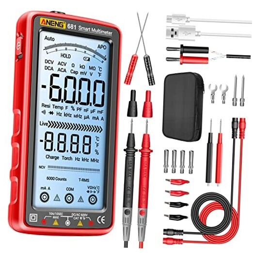 Digital Multimeter Tester Auto-Ranging TRMS 6000 Counts 681 Backlit Screen