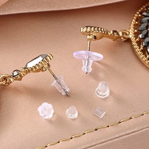 6 Styles Silicone Earring Backs for Studs 600 Pcs Clear Soft Earring Backings ,