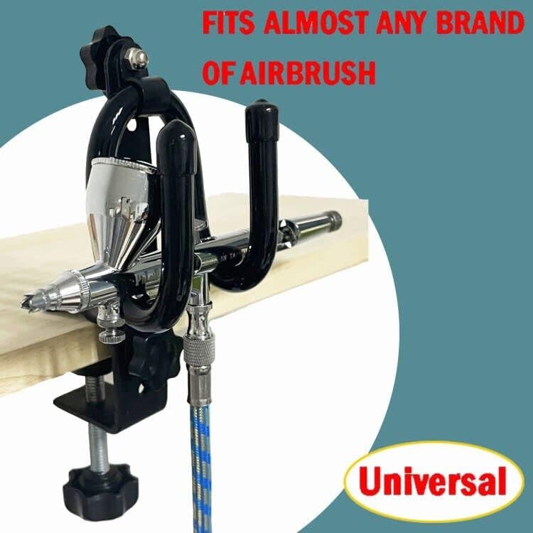 Universal Clamp-On Airbrush Holder for Gravity, Side, Bottom Feed & Trigger Guns