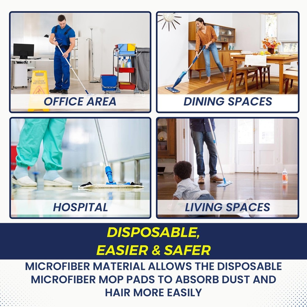 Microfiber Disposable Mop Pad for All 16-18'' Hook & Loop System Mop, Wet Dry...