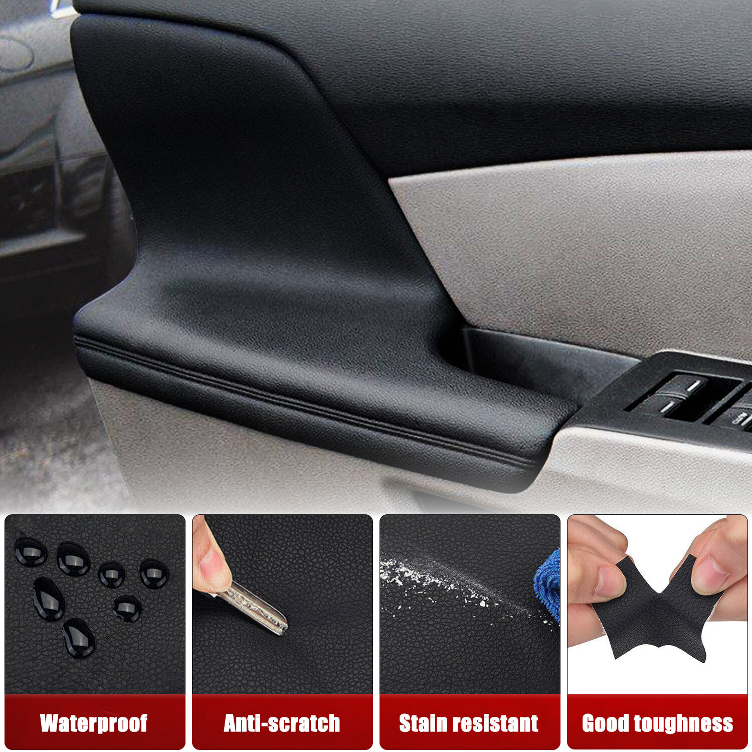 Pair Fits 2011-2016 2017 Honda Odyssey Door Panel Armrest Vinyl Cover Trim Black