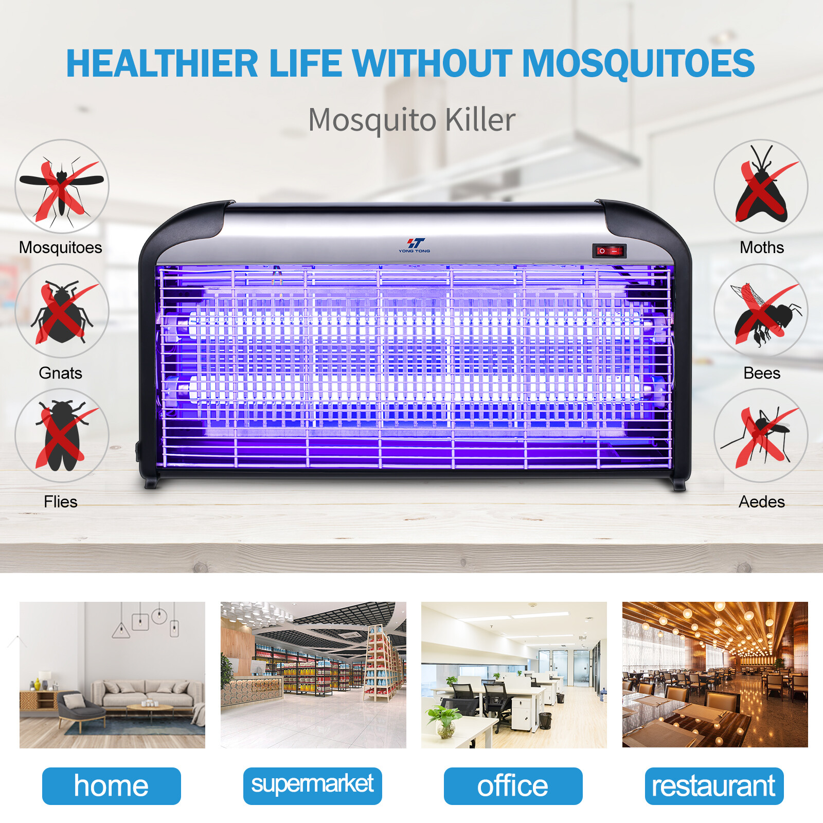 2 Pack 20/30/40W UTube Electronic Mosquito Killers Fly Pest Control Bug Zapper
