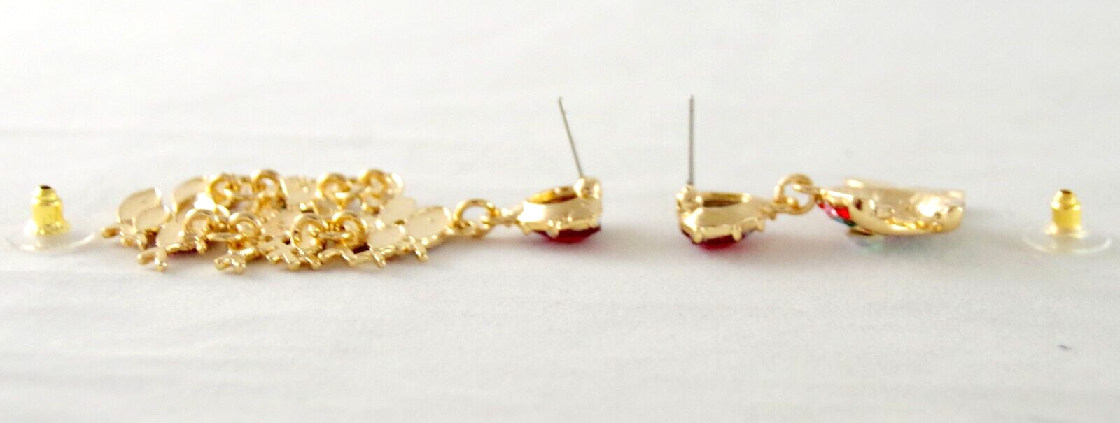 BETSEY JOHNSON ASYMMETRICAL PREDATOR/ SCHOOL OF FISH RHINESTONE DANGLE EARRINGS