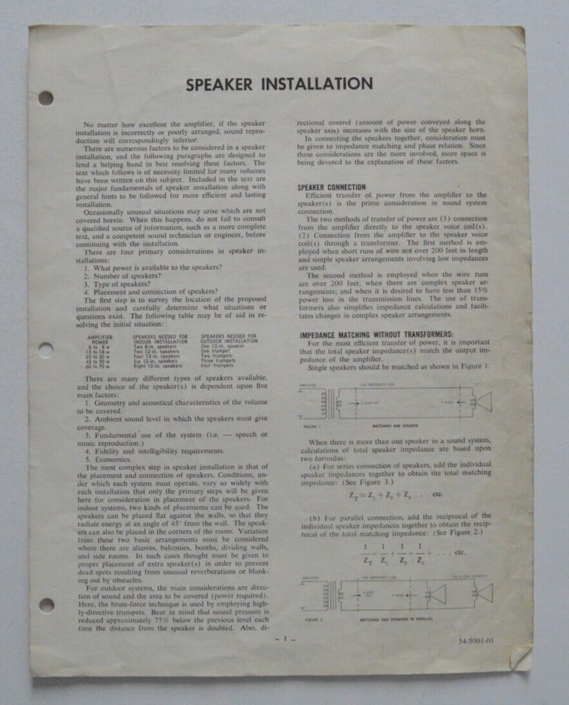 LEAR SIEGLER BOGEN Speaker 1962 Installation Instructions English