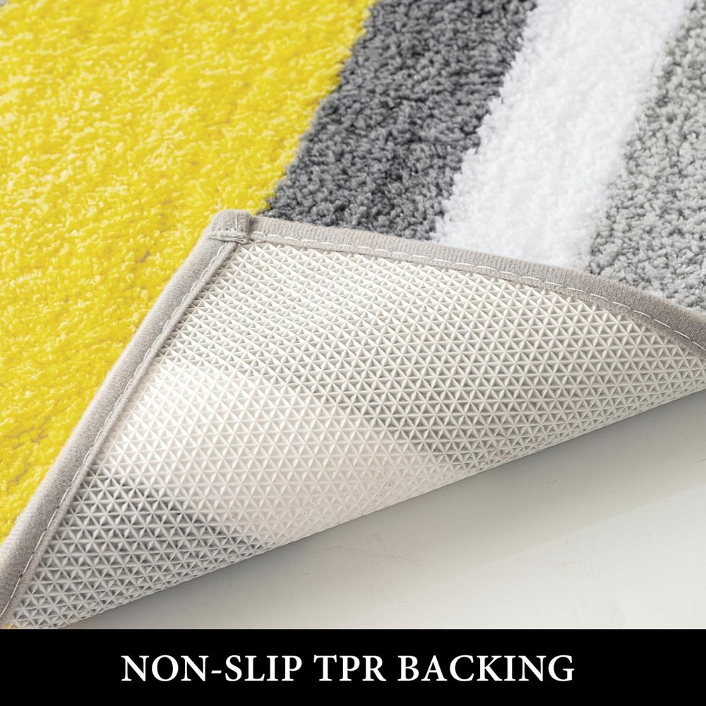 MIULEE Yellow Bathroom Runner 2' x 5' (Rectangular), Yellow-grey