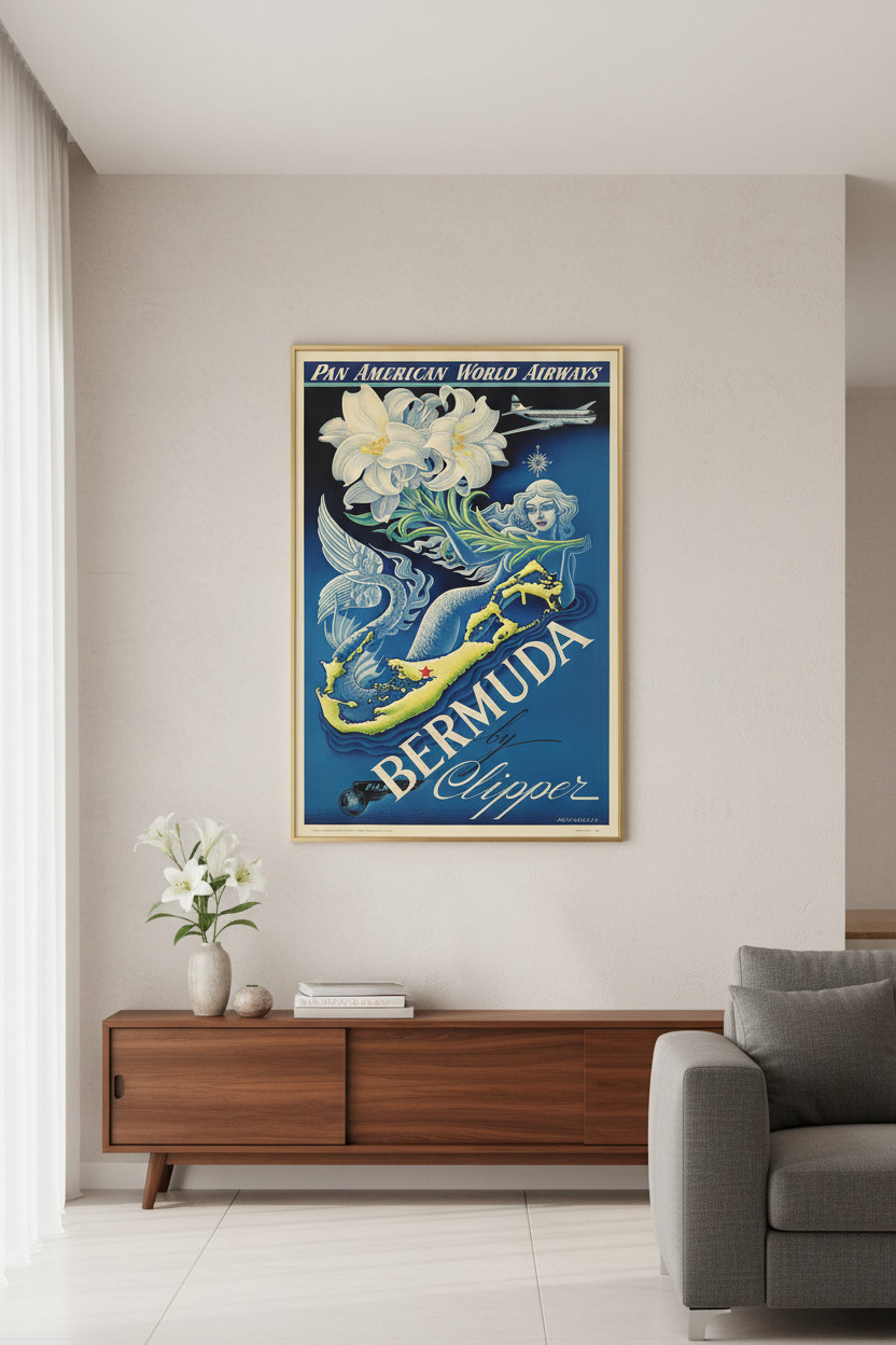 Pan American World Airways Bermuda by Clipper Poster - 24x36 - CLASSIC!