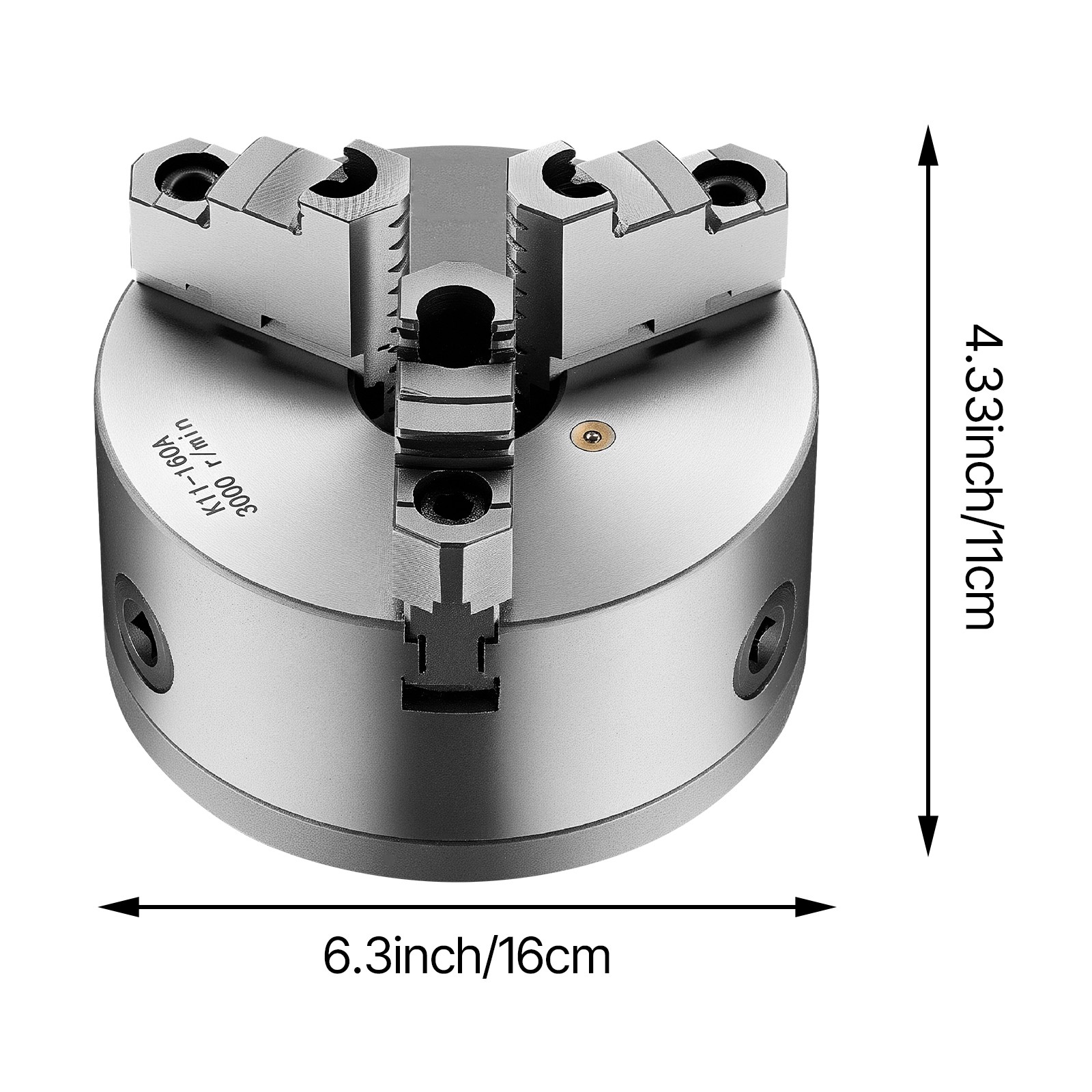 6 Inch 3-Jaw Self-Centering Lathe Chuck with 1 1/2 in-8 Threaded Backing Plate