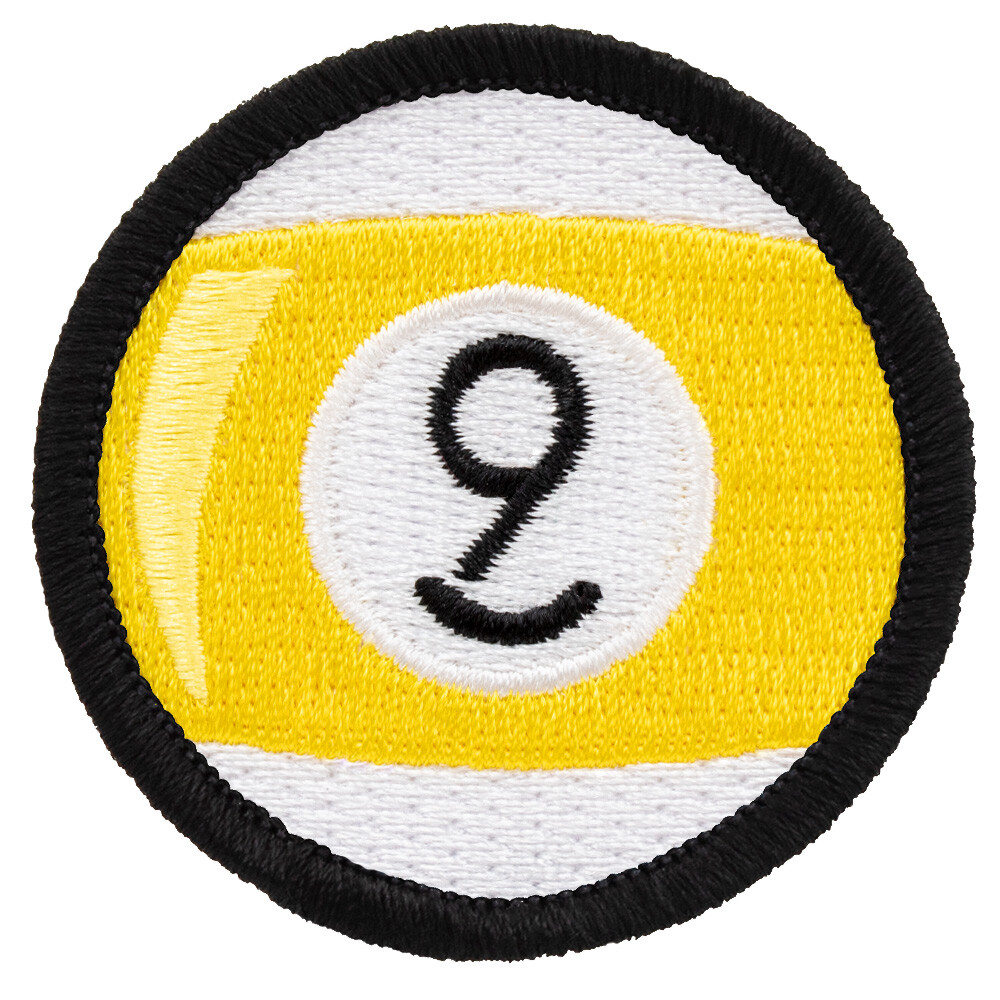9 Ball Patch - Billiards Patch - 2" Round Embroidered Pool Patch