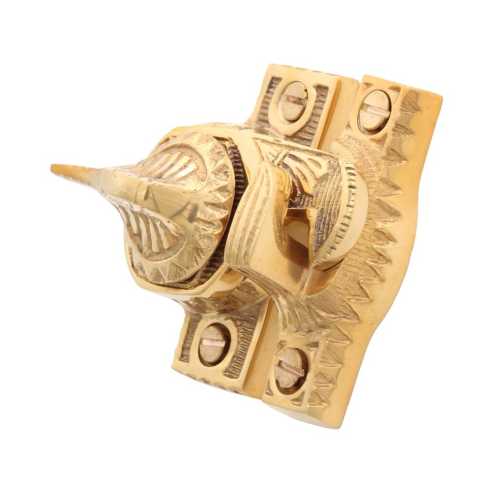 Victorian Style Sundial Motif Window Sash Lock Solid Brass