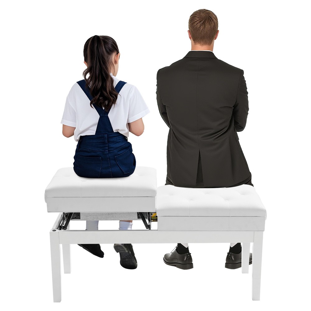 Double Seat Adjustable Piano Bench with Storage, Comfort & Durability