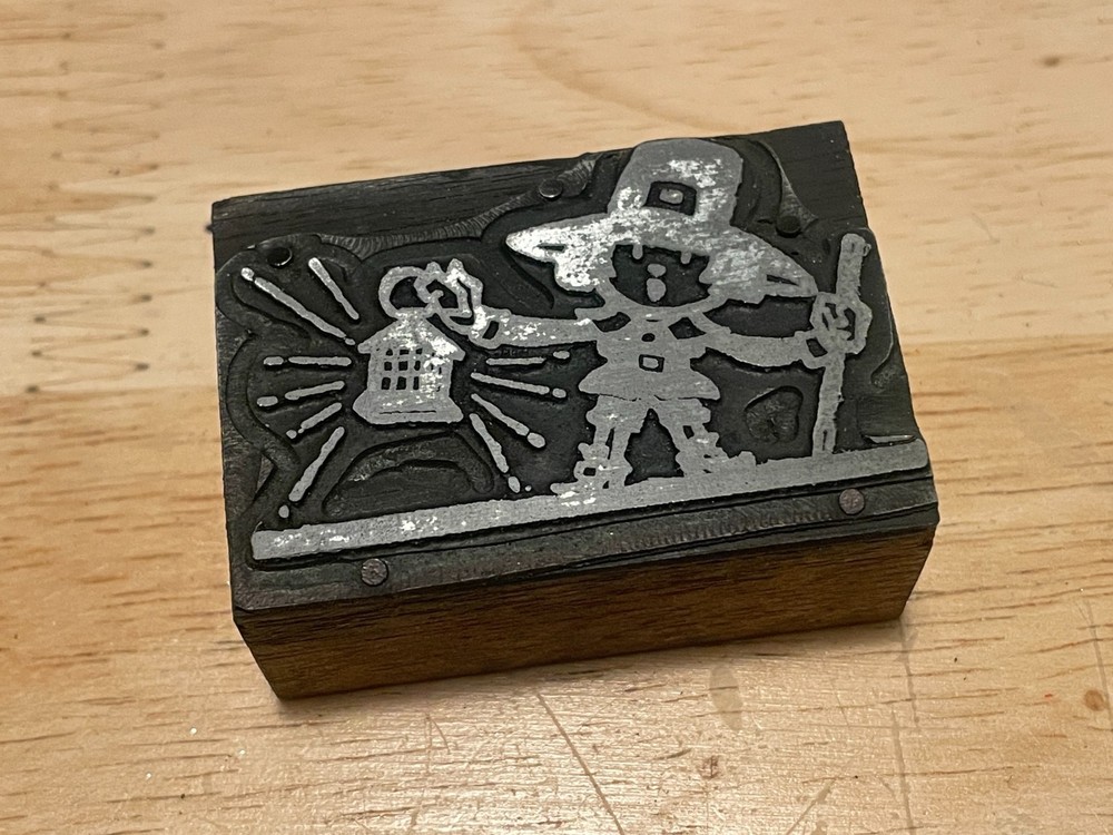 Printing Letterpress Printers Block Farmer With Lantern (224)