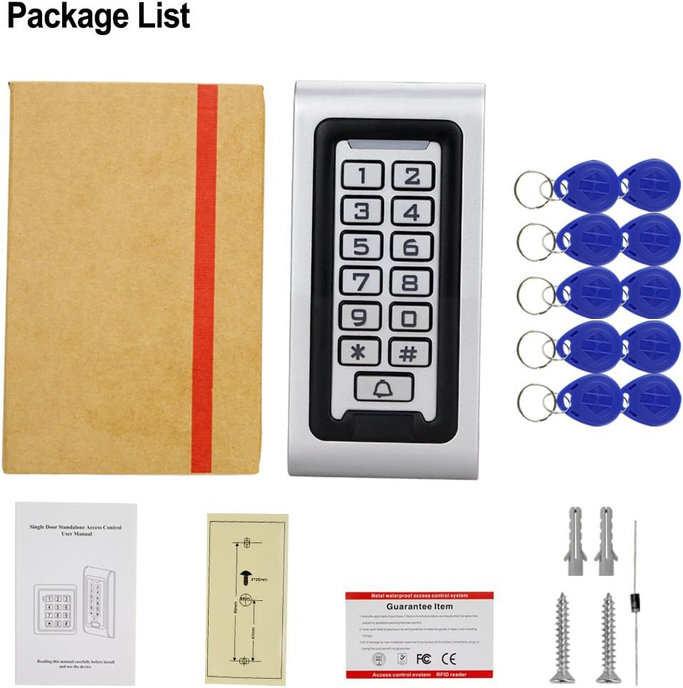 Standalone IP68 Waterproof RFID Access Control Keypad Metal Card Reader + 10Pcs