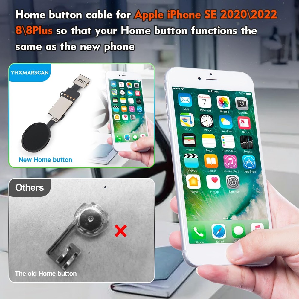 Home Button Connector Flex Cable Replacement for iPhone SE 2022 / 2020/8/...