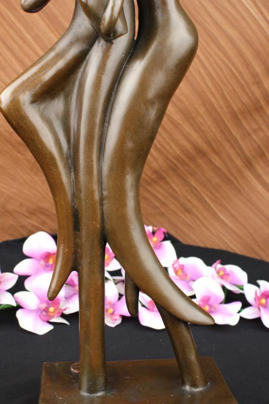 Modern Dancer Statue- Solid Cast Bronze in Abstract Pose, 19 Inches Tall Statue