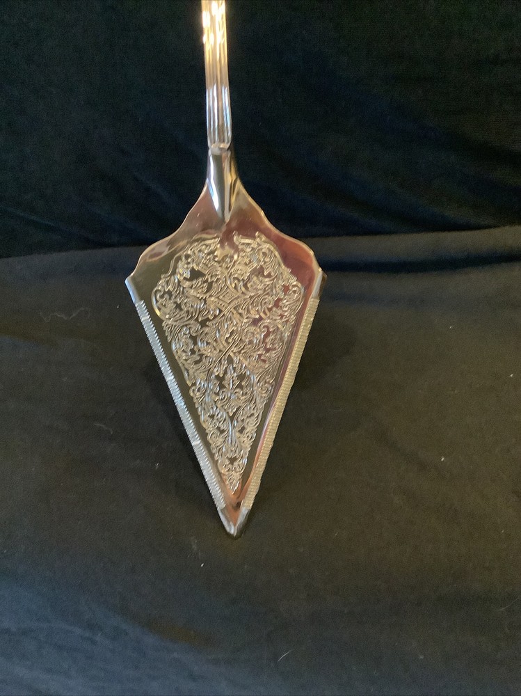 Silver Studios Large Silver Plated Cake Server Ornate Scroll Design 11.5"