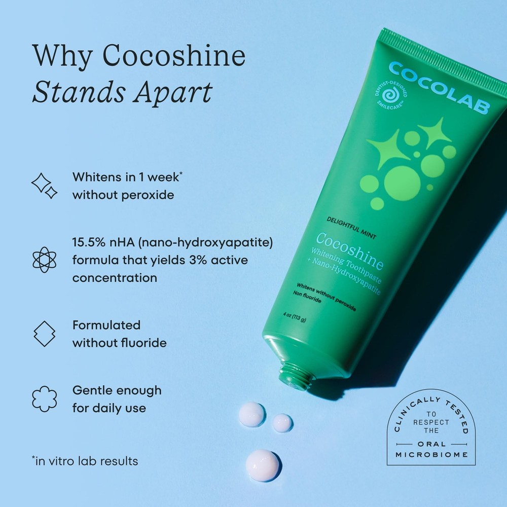 Cocoshine Teeth Whitening Toothpaste by , Nano-Hydroxyapatite Toothpaste, Non...