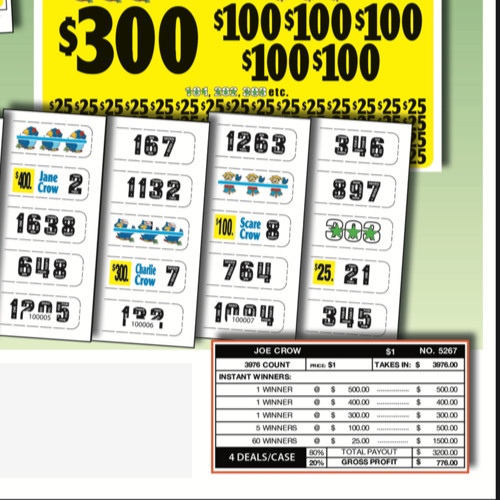 Hard Card - Pull Tickets - Tab Holder - Joe Crow