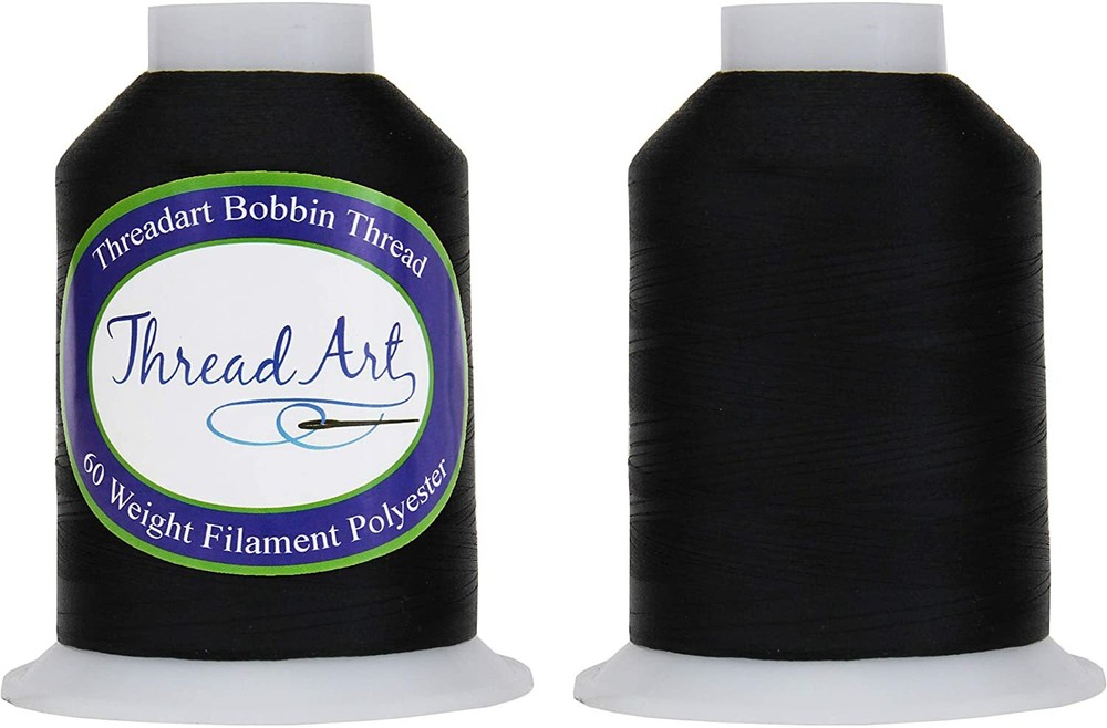 ThreadArt Bobbin Thread -5000 Meter Cones- Black or White for Machine Embroidery
