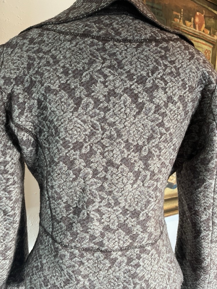 Alexander McQueen MCQ Grey Wool Fitted Jacket Rose Floral Pattern Medium