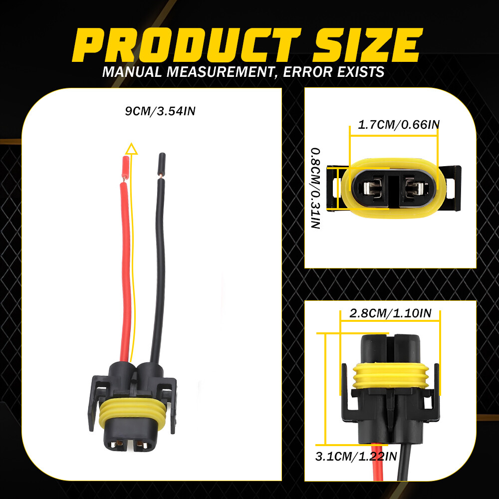 Wire Pigtail Female S H11 Two Harness Head Light Low Beam Socket Connector Plug