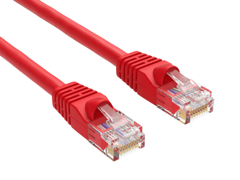 10ft Cat5e UTP Ethernet Network Patch Cable Snagless 24AWG Bare Copper, Red