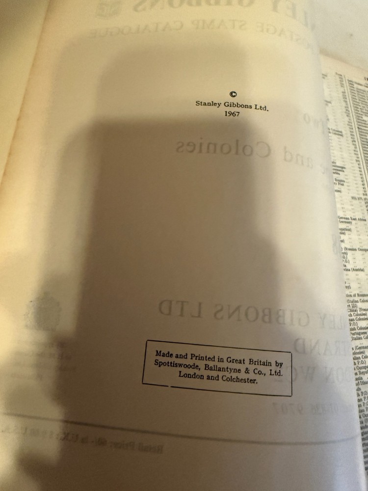 STANLEY GIBBONS STAMP CATALOGUE Europe Colonies 1968 58th Ed HC