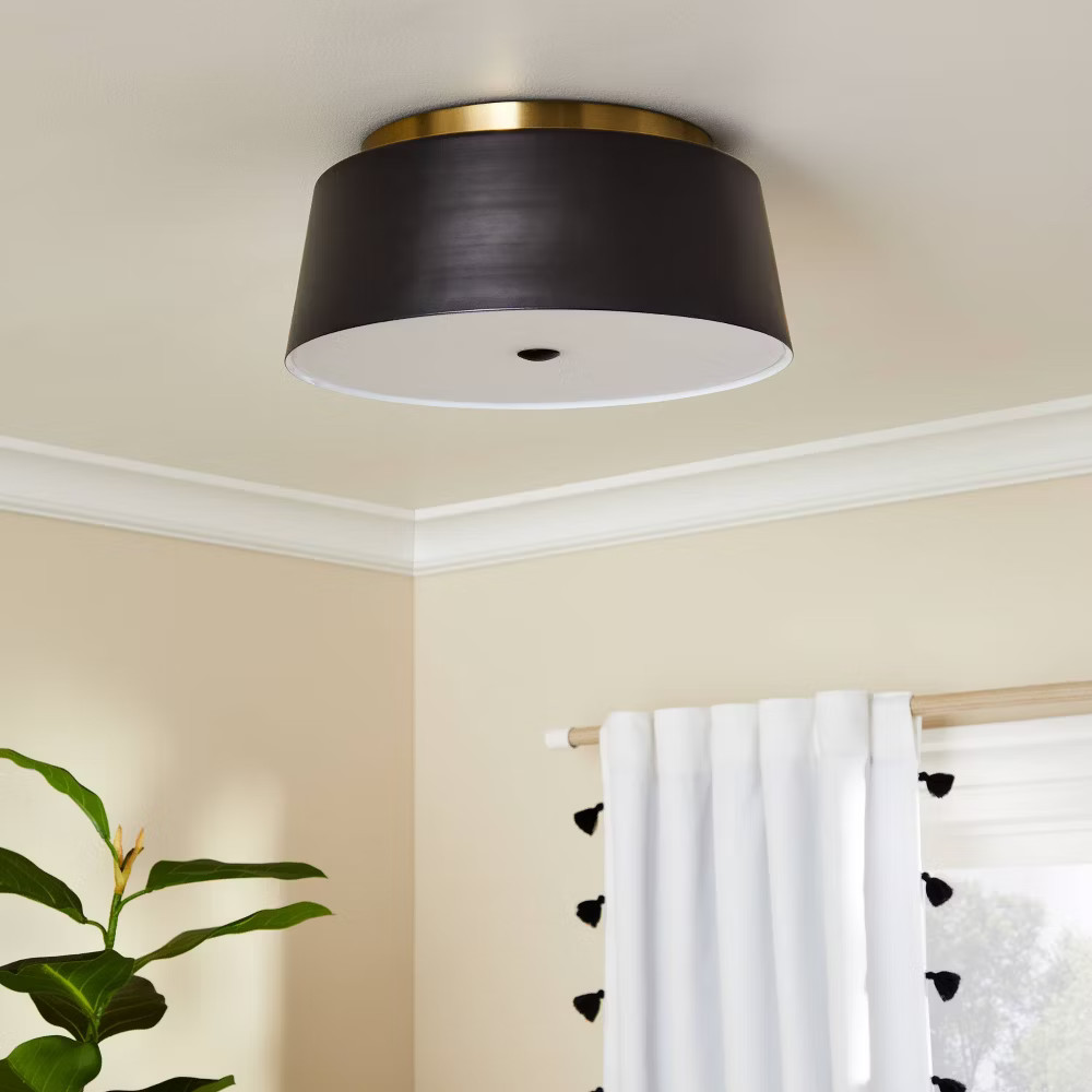 Semi Flushmount Ceiling Light Black/Gold - Pillowfort