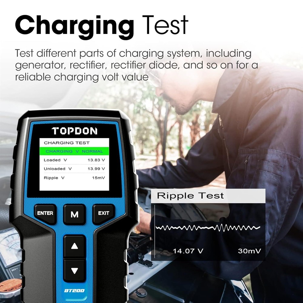 12V-24V 100~2000CCA Car Auto Battery Tester Load Drop Charging System Analyzer