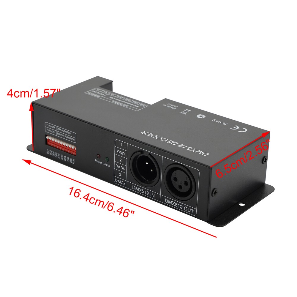 4 Channel DMX 512 Decoder RGBW PWM Dimmer Driver LED Strip Light Controller US