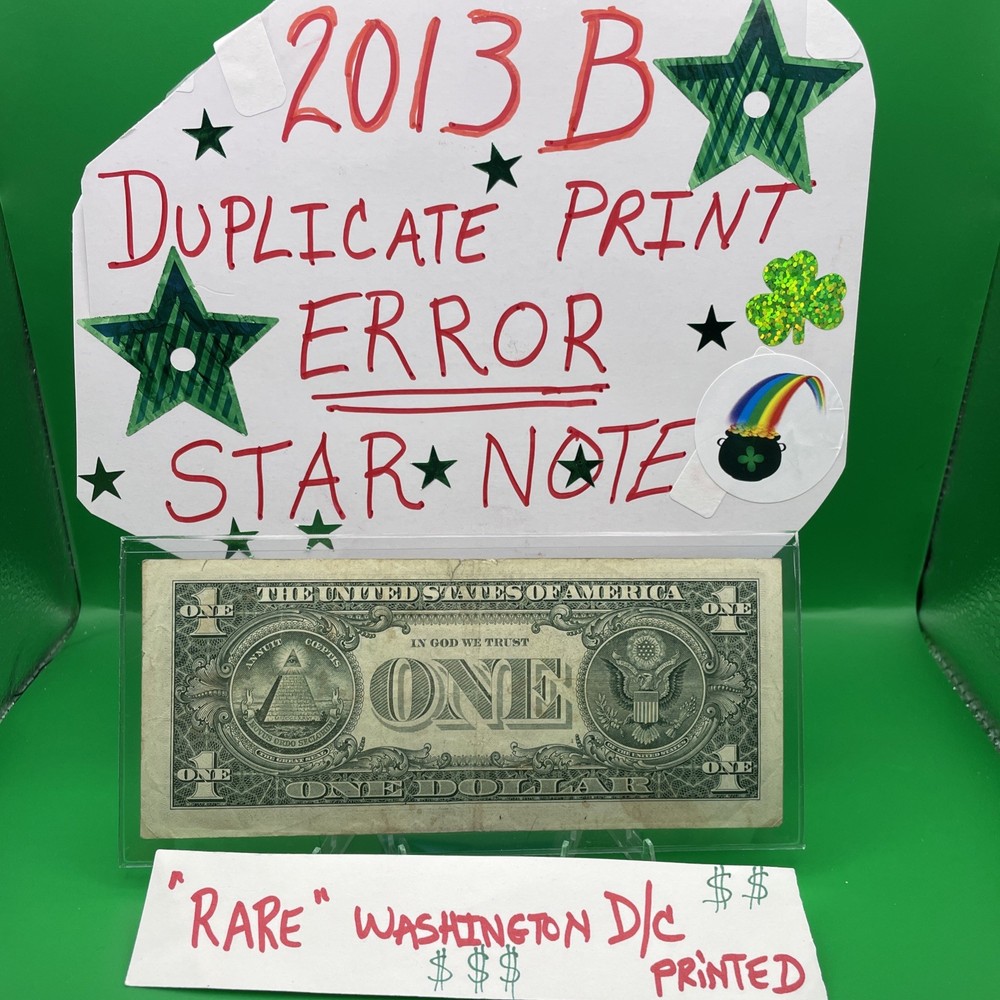 🌟 Star Note 2013 B Duplicate Serial ERROR B08230856* Fancy Number $1 🔥DC