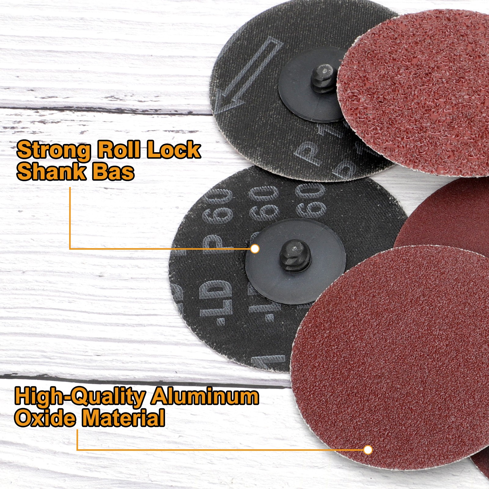 53x 3" Sanding Disc Roll Lock Quick Change Disc 36/60/80/120/240 Grit 1/4" Shank