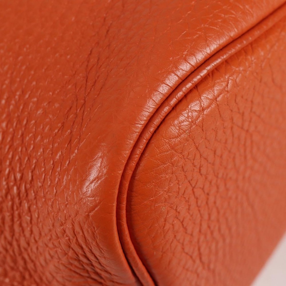 HERMES Togo Sokelly Note Cover Leather Orange Silver Auth nb488SAM