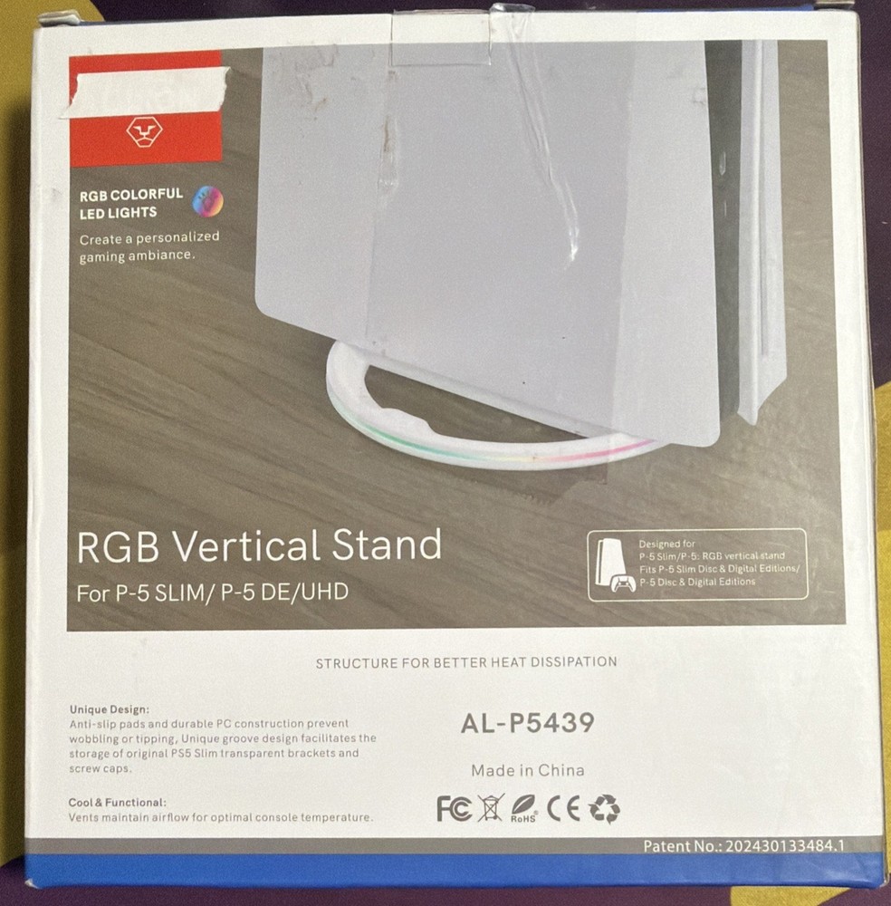 PS5/SLIM/PRO RGB Base LED Vertical Light Stand White