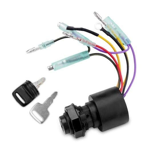 87-17009A2 Boat Ignition Switch with 2 Keys 3 Position 6 Wire Connectors